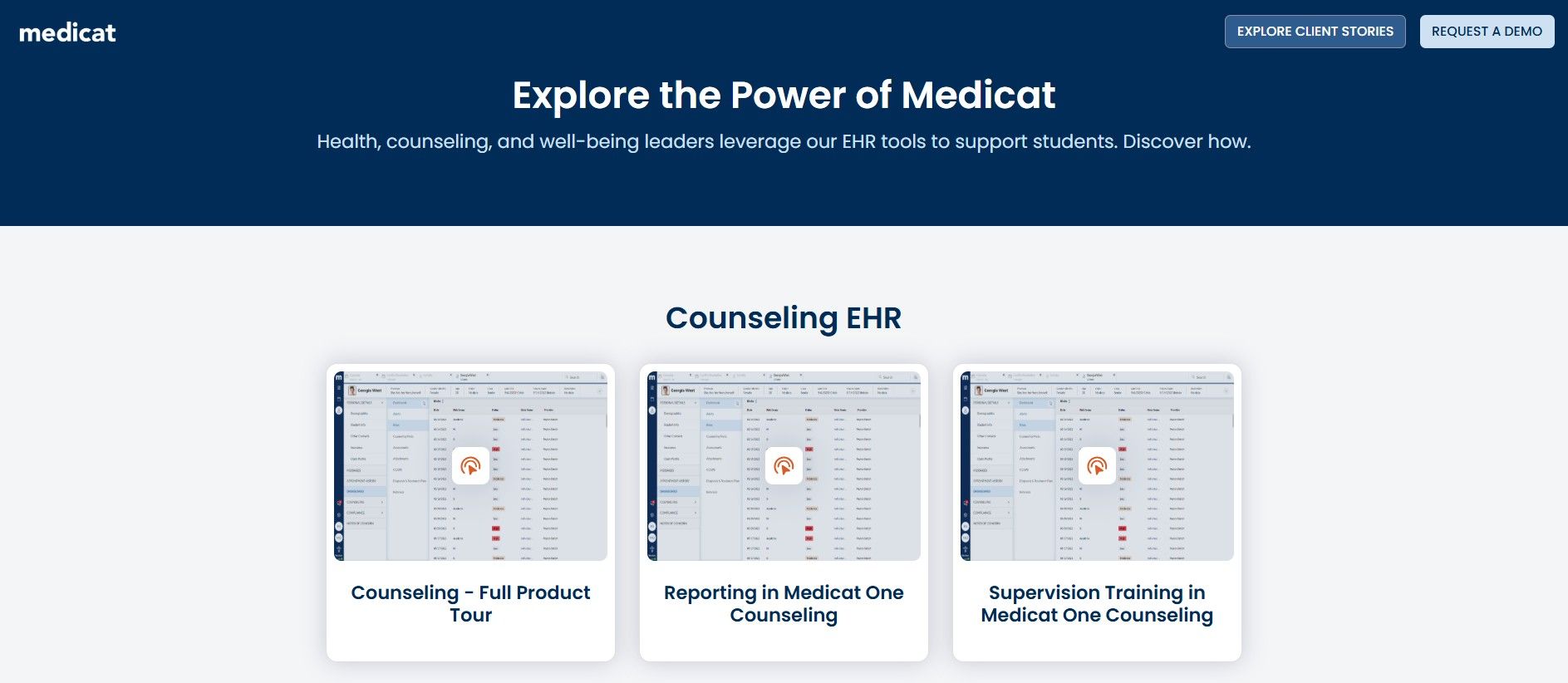 Medicat's Product Tour Gallery