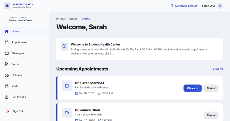 Medicat Patient Portal Dashboard